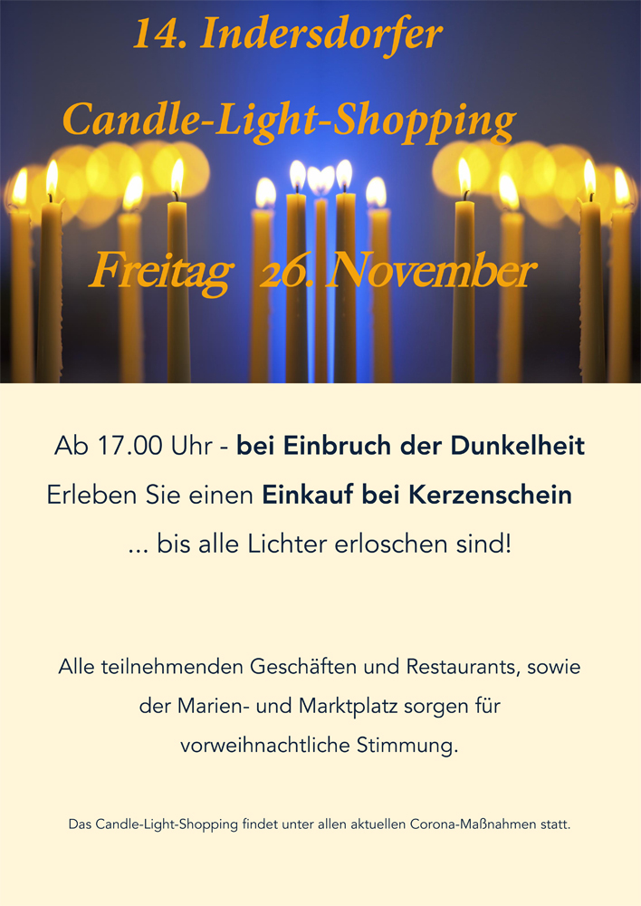 Candle-Light-Shopping in Markt Indersdorf am Freitag, 26.11.2021