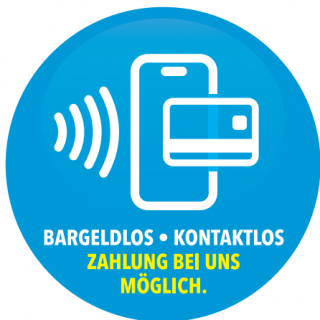 Hinweis bargeldlose Zahlung möglich