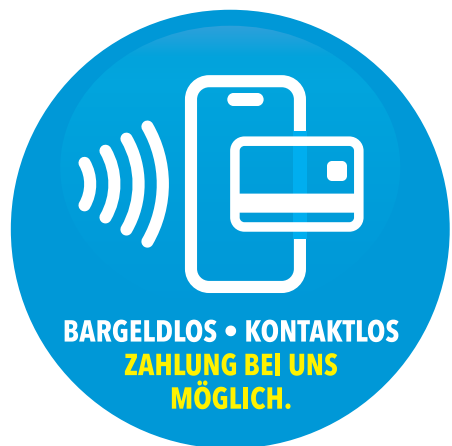 Hinweis bargeldlose Zahlung möglich